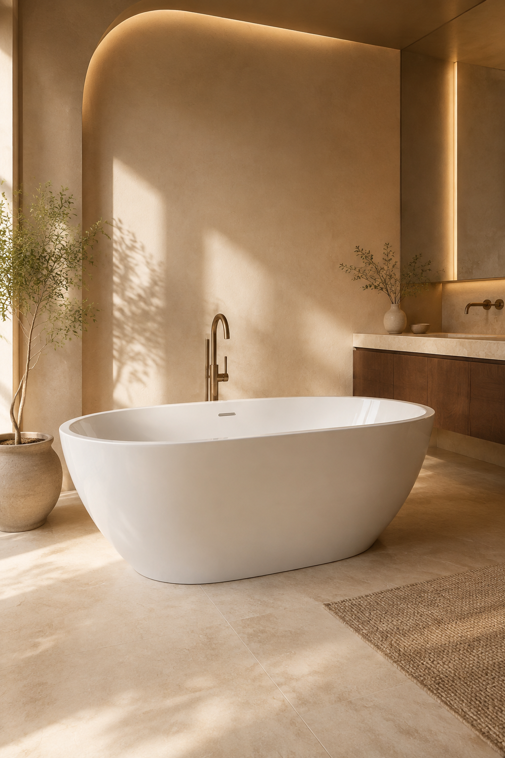 Freestanding acrylic bathtub